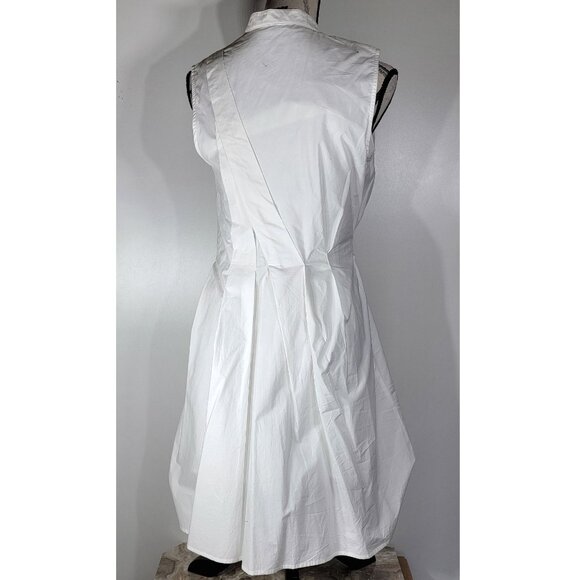 Proenza Schouler Cotton Pleated Sleeveless Dress, White, Womens Size Large - Picture 5 of 10